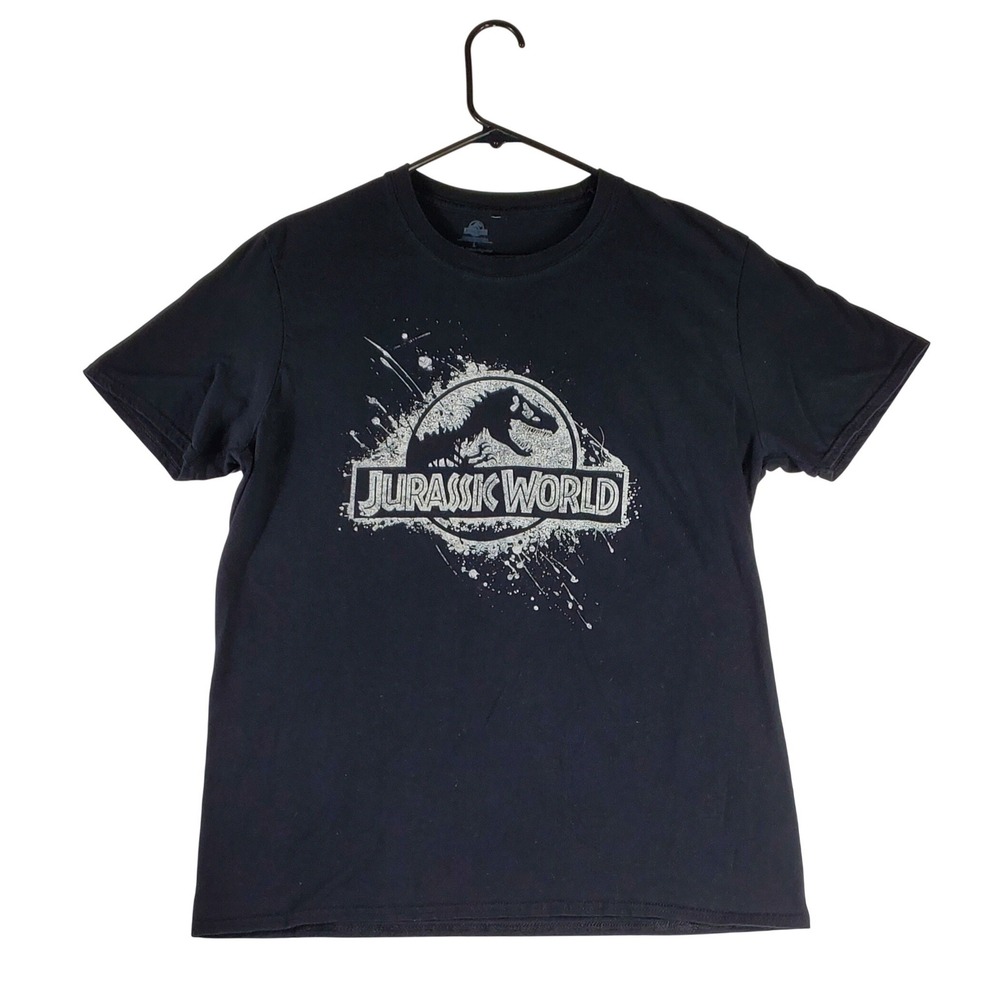Jurassic World‎ Mens Graphic T-Shirt Black Cotton Short Sleeve Logo Tee Size L
